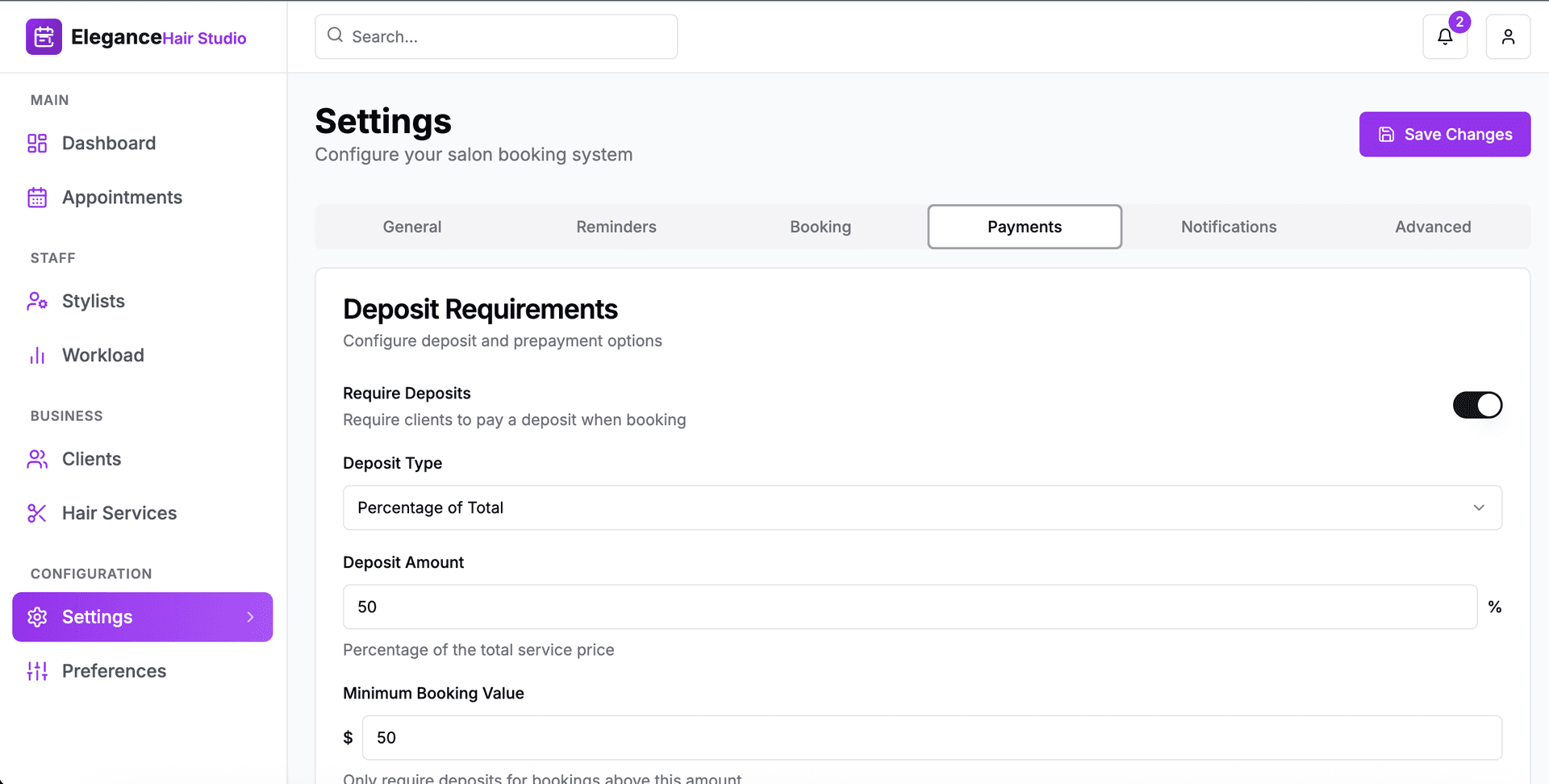 Payment processing interface