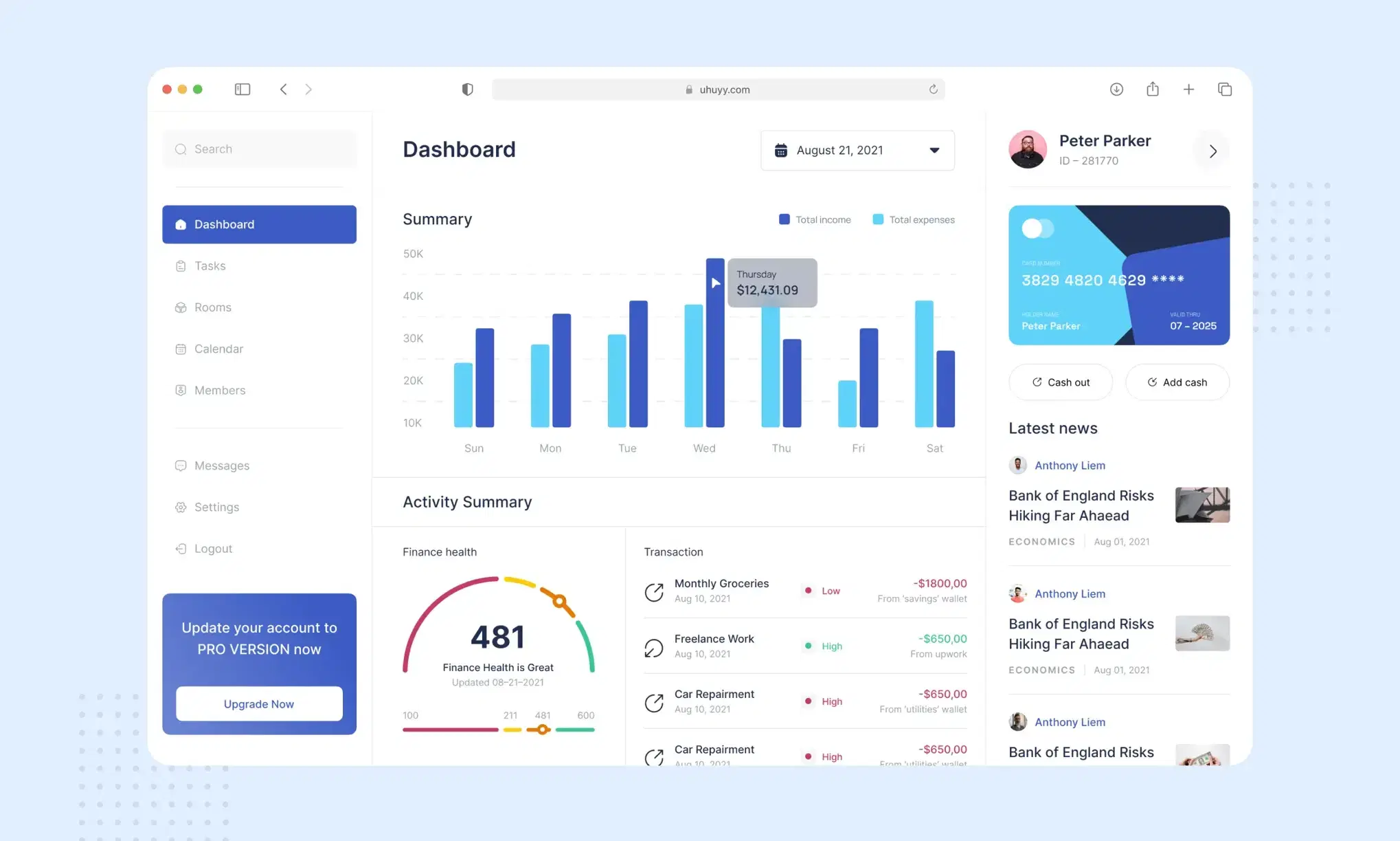 Secure payment dashboard